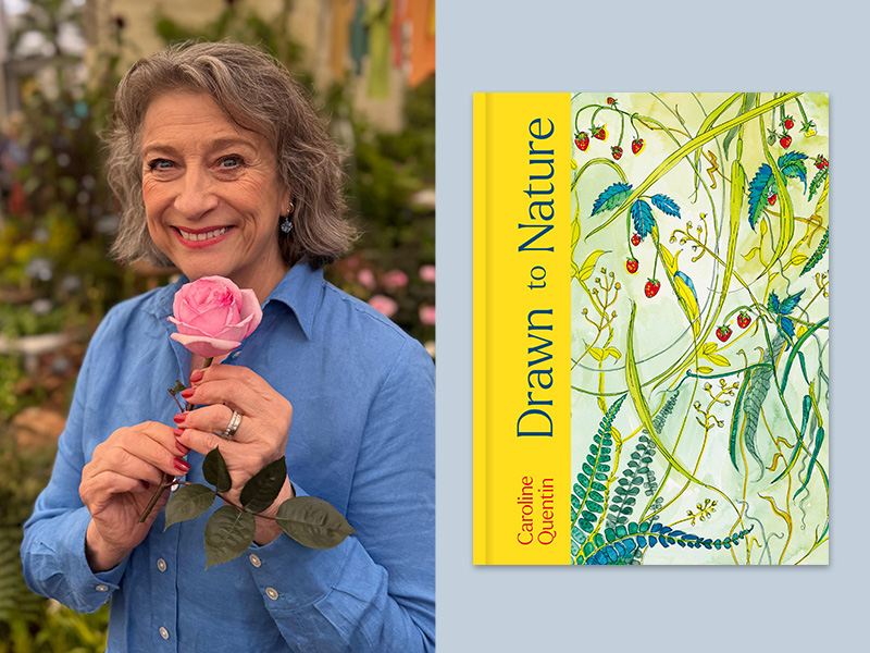 Portrait of Caroline Quentin alongside the book cover for Dawn of Nature